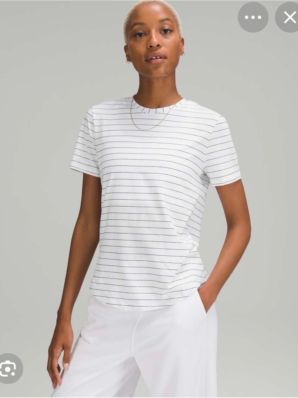 NWOT lululemon athletica Love White T-Shirt with Thin Black Stripes